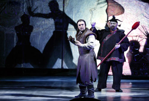 As Calaf in Turandot.Vyacheslav Voynarovsky as Pong.Photo by Damir Yusupov.