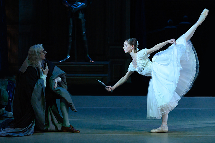 As Swanilda in Coppelia. Yuri Ostrovsky as Coppelius. Photo by Natalia Voronova.