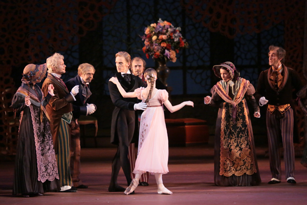 David Hallberg as Onegin.<br/> Evgenia Obraztsova as Tatiana.<br/> Photo by Damir Yusupov.