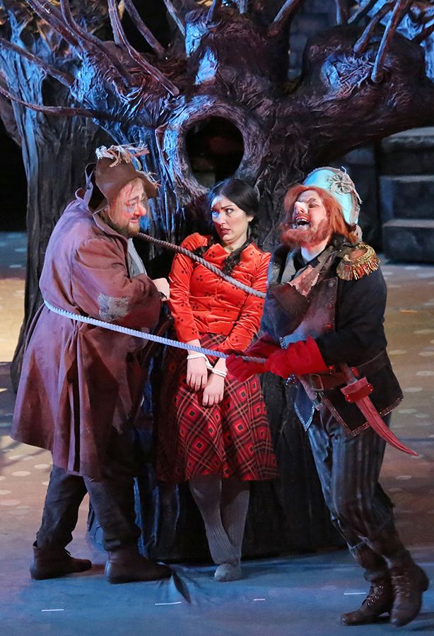 Maxim Paster as First Robber.<br/>Kristina Mkhitaryan as Gerda. <br/>Kuzma Rybalkin as Third Robber.<br/>  Photo by Damir Yusupov.