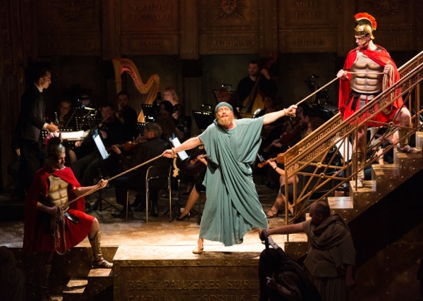 A scene from the performance. As Old Man in Servilia.  Photo by Vladimir Mayorov.