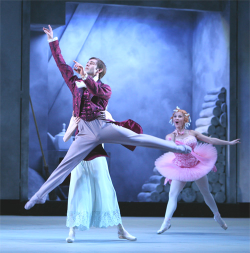 As Dancing Master in Cinderella.Lola Kochetkova as Cinderella’s Sister.Photo by Damir Yusupov.