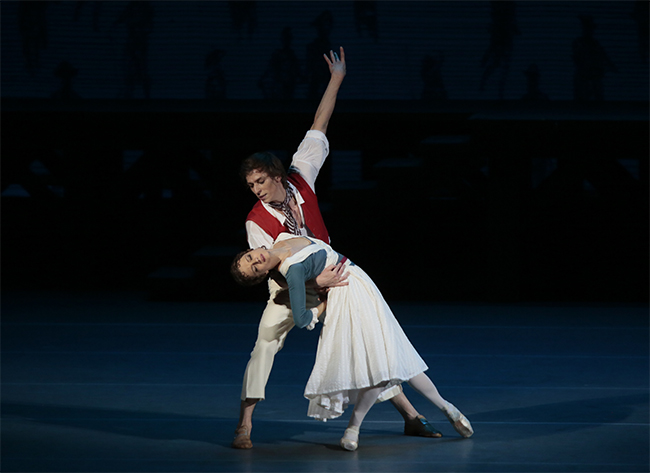 As Jerome in The Flames of Paris. Nina Kaptsova as Adeline. Photo by Damir Yusupov.