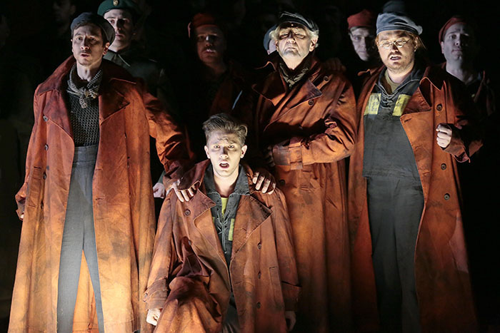 Alexander Miminoshvili as Donald. Iurii Samoilov as Billy Budd. <br/> Robert Lloyd as Dansker. Marat Gali as Red Whiskers. <br/> Photo by Damir Yusupov.