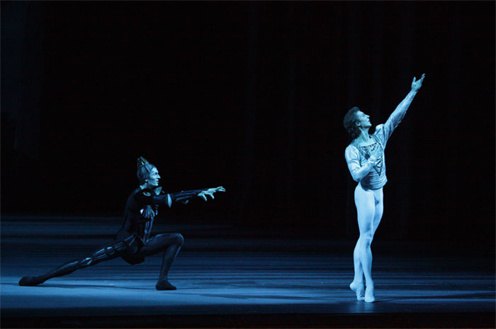 Artemy Belyakov as The Evil Genius. Semyon Chudin as Prince Siegfried. Photo by Damir Yusupov.