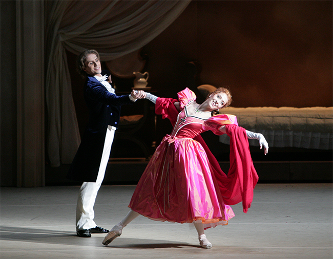 As Florine in Lost Illusions. Andrei Merkuriev as Lucien. Photo by Damir Yusupov.