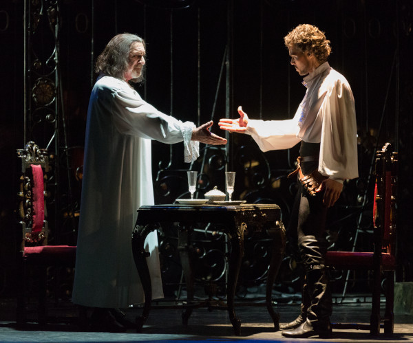 Viktor Borovkov as Commendatore, Alexander Polkovnikov as Don Giovanni. <br>  Photo by Vladimir Mayorov. 