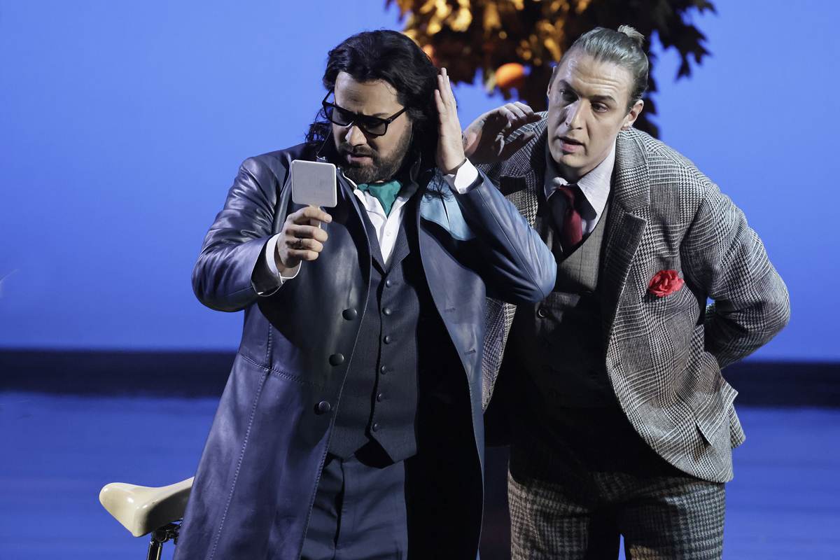 Ildar Abdrazakov as Don Giovanni, Krzysztof Bączyk as Leporello. <br>Photo by Damir Yusupov.