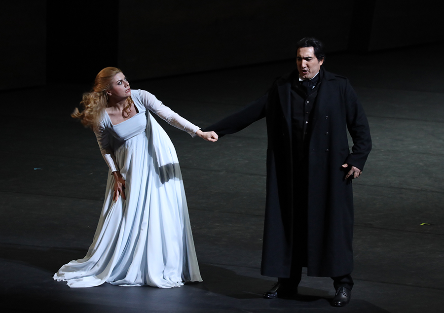 Maria Lobanova as Liza.<br/> Nazhmiddin Mavlyanov as Herman. <br/> Photo by Damir Yusupov.